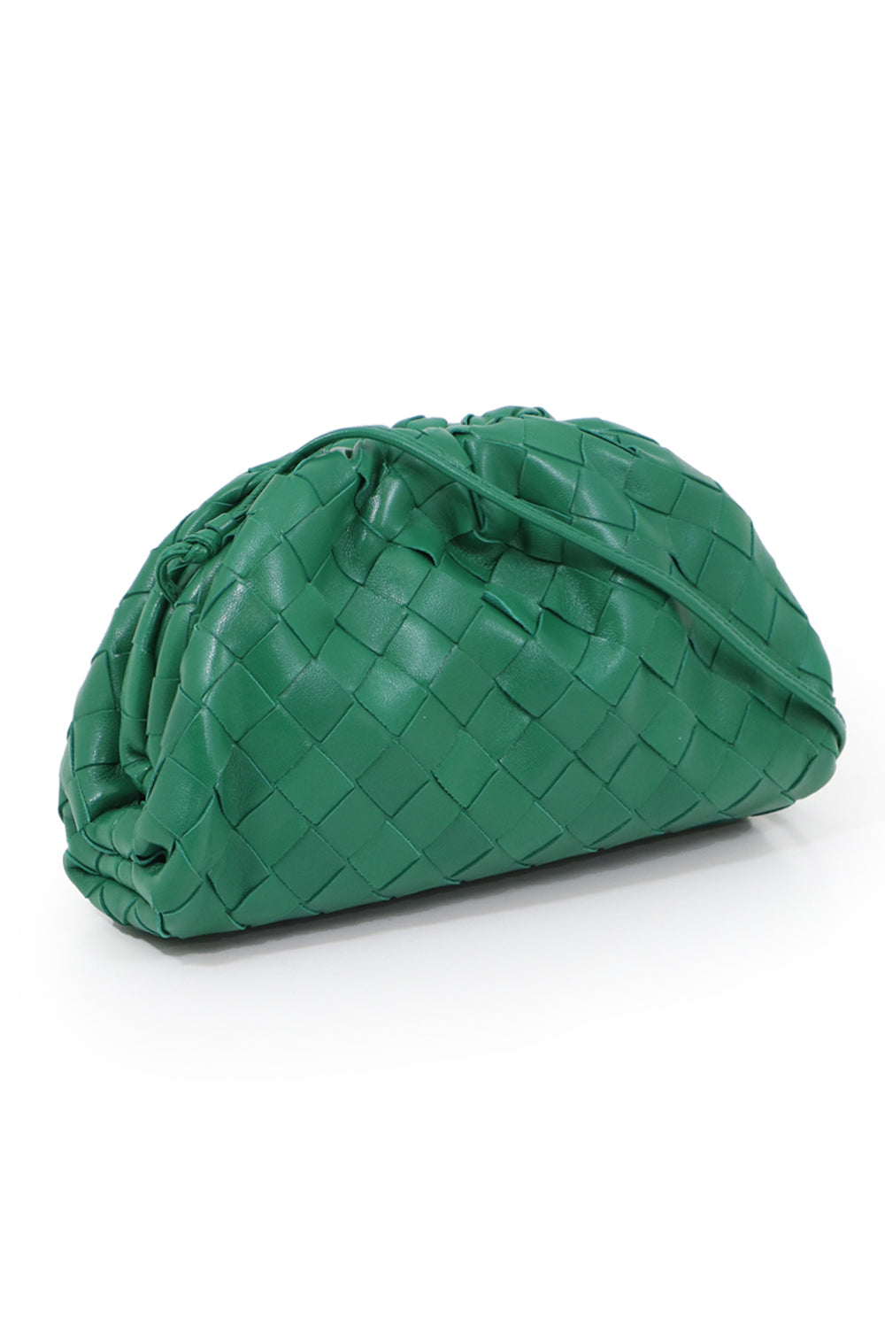 BOTTEGA VENETA BAGS GREEN THE POUCH 20 WOVEN LEATHER RACING GREEN