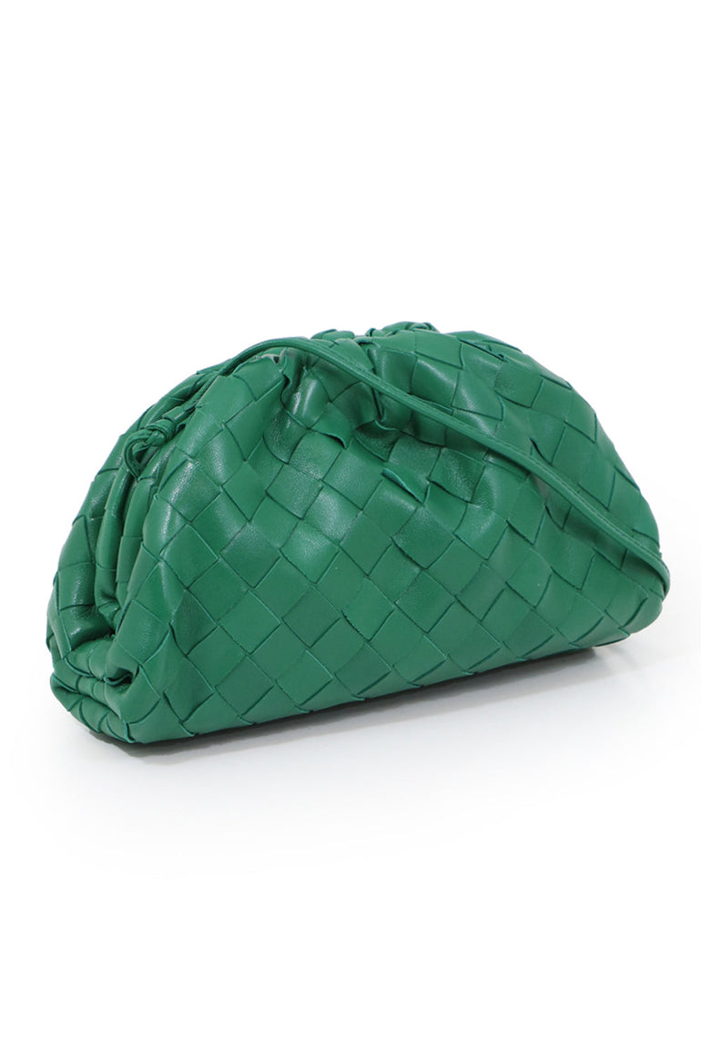 BOTTEGA VENETA BAGS GREEN THE POUCH 20 WOVEN LEATHER RACING GREEN