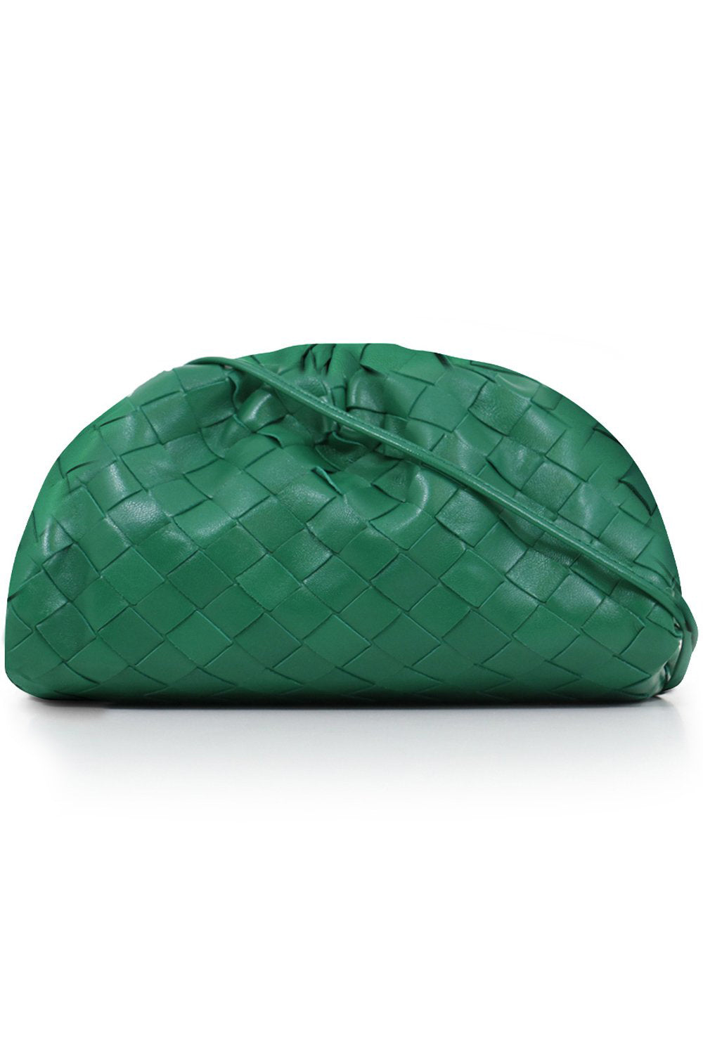 BOTTEGA VENETA BAGS GREEN THE POUCH 20 WOVEN LEATHER RACING GREEN