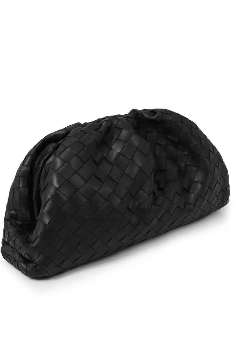 BOTTEGA VENETA BAGS BLACK THE POUCH WOVEN LEATHER BLACK