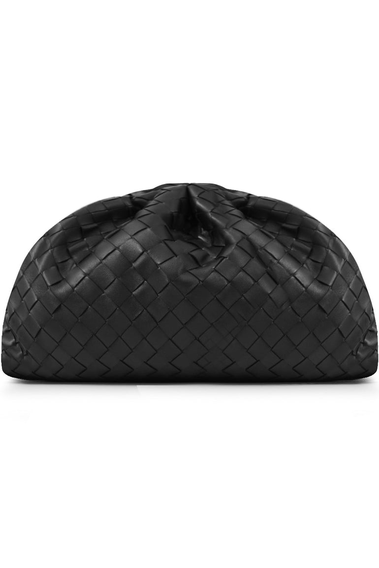 BOTTEGA VENETA BAGS BLACK THE POUCH WOVEN LEATHER BLACK