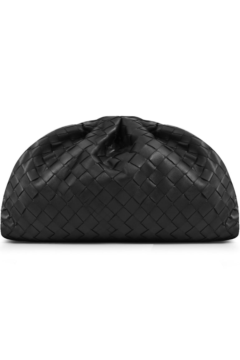 BOTTEGA VENETA BAGS BLACK THE POUCH WOVEN LEATHER BLACK