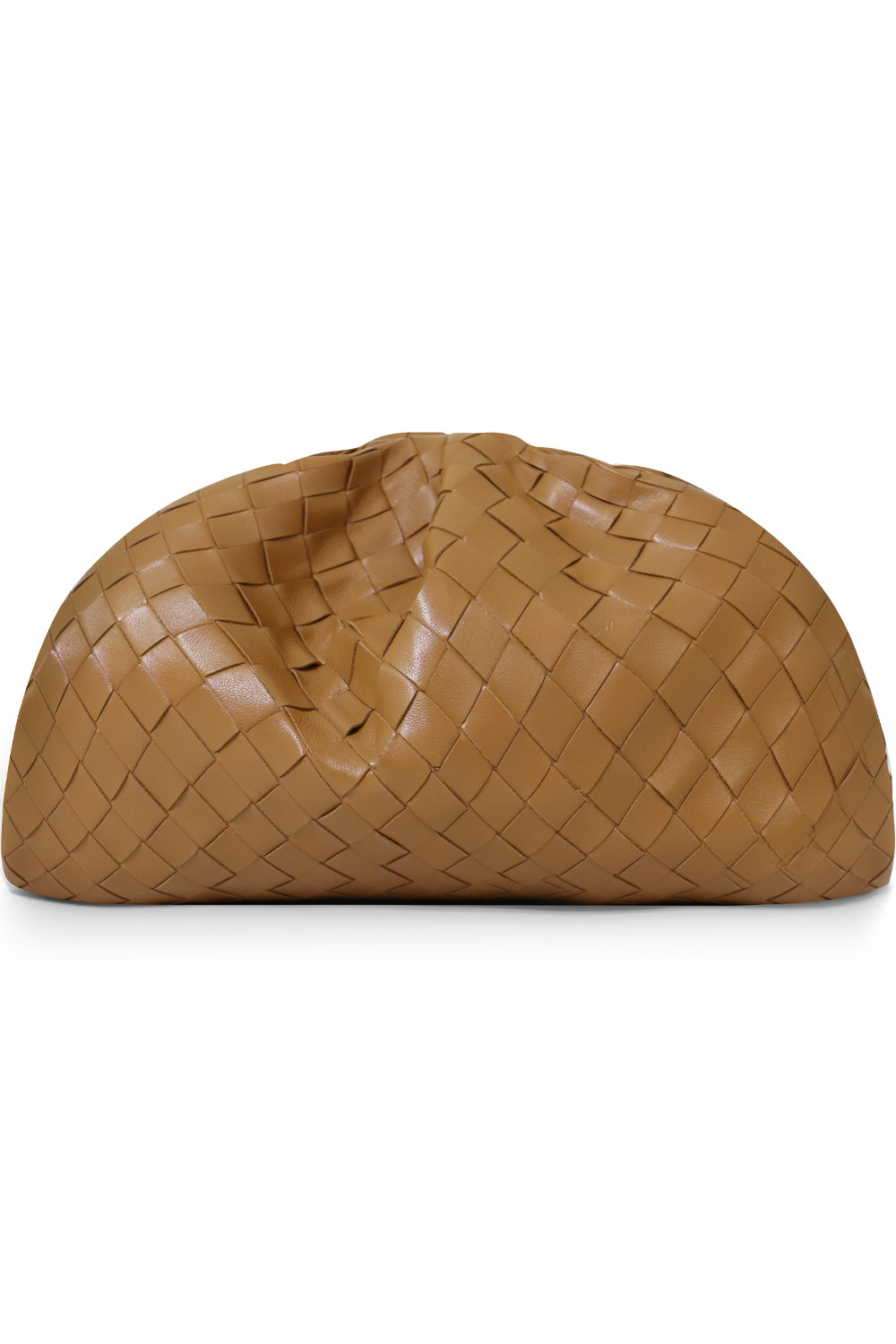 BOTTEGA VENETA BAGS GOLD THE POUCH WOVEN LEATHER CARAMEL
