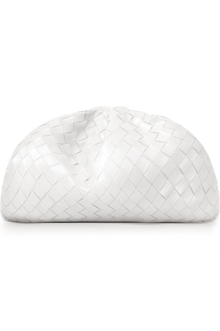 BOTTEGA VENETA BAGS WHITE THE POUCH WOVEN LEATHER WHITE