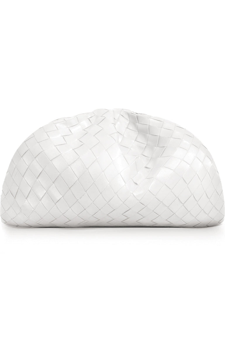BOTTEGA VENETA BAGS WHITE THE POUCH WOVEN LEATHER WHITE