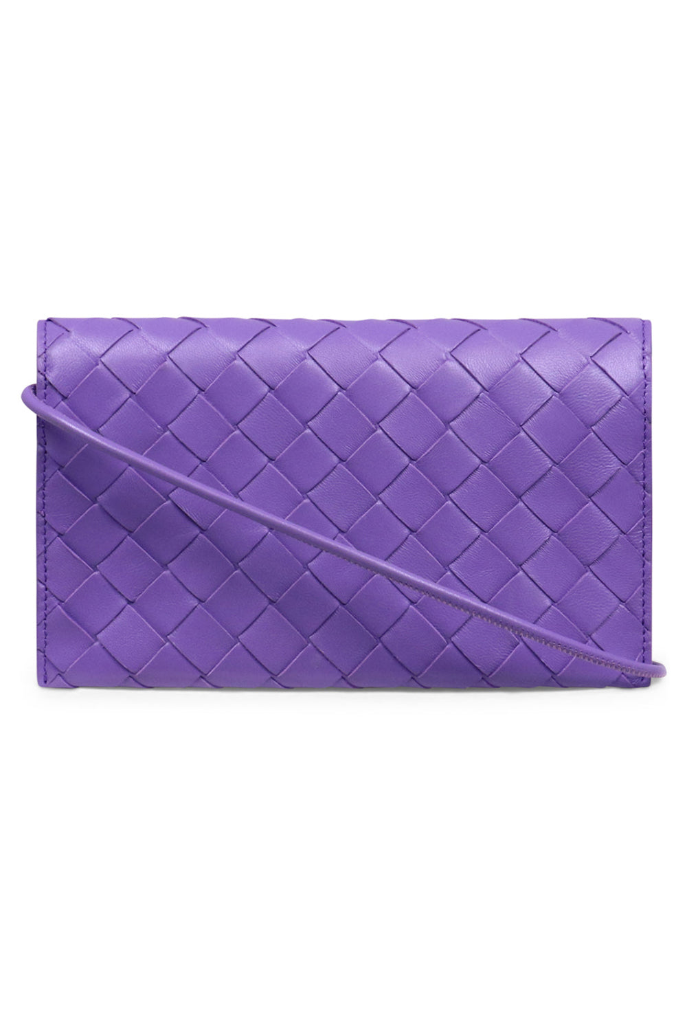 BOTTEGA VENETA WALLET ON STRAP WOVEN PURPLE GOLD NEW SEASON