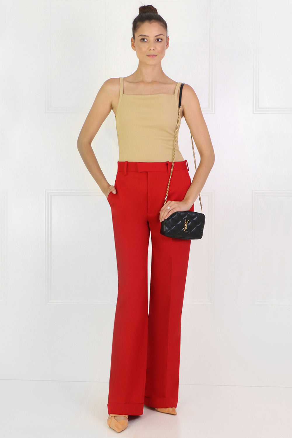 BOTTEGA VENETA BAGS WIDE LEG PANTS LIPSTICK