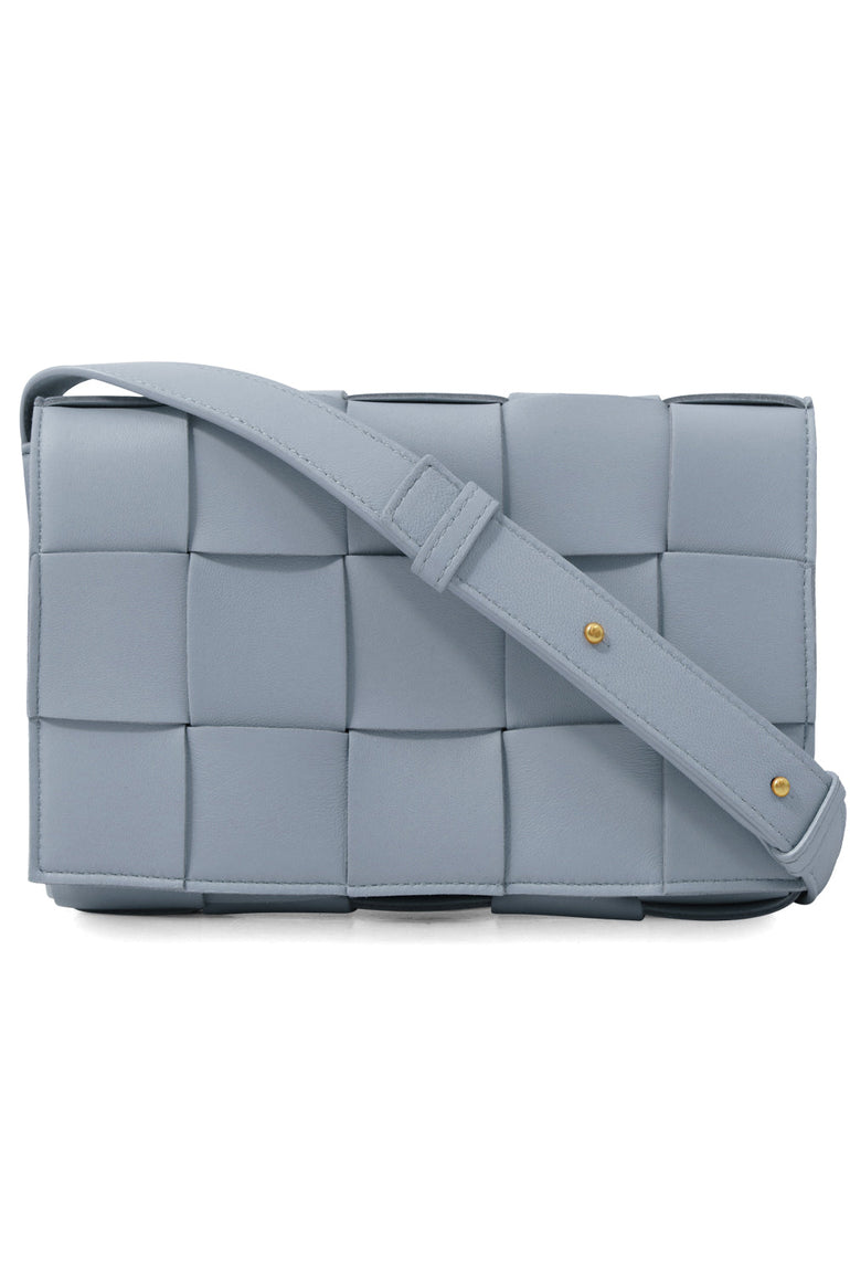BOTTEGA VENETA BAGS BLUE WOVEN CASSETTE BAG ICE BLUE