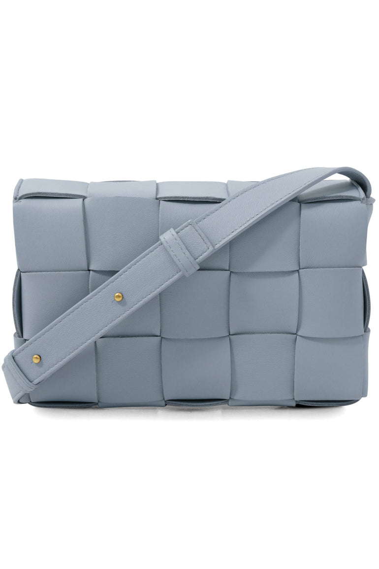 BOTTEGA VENETA BAGS BLUE WOVEN CASSETTE BAG ICE BLUE