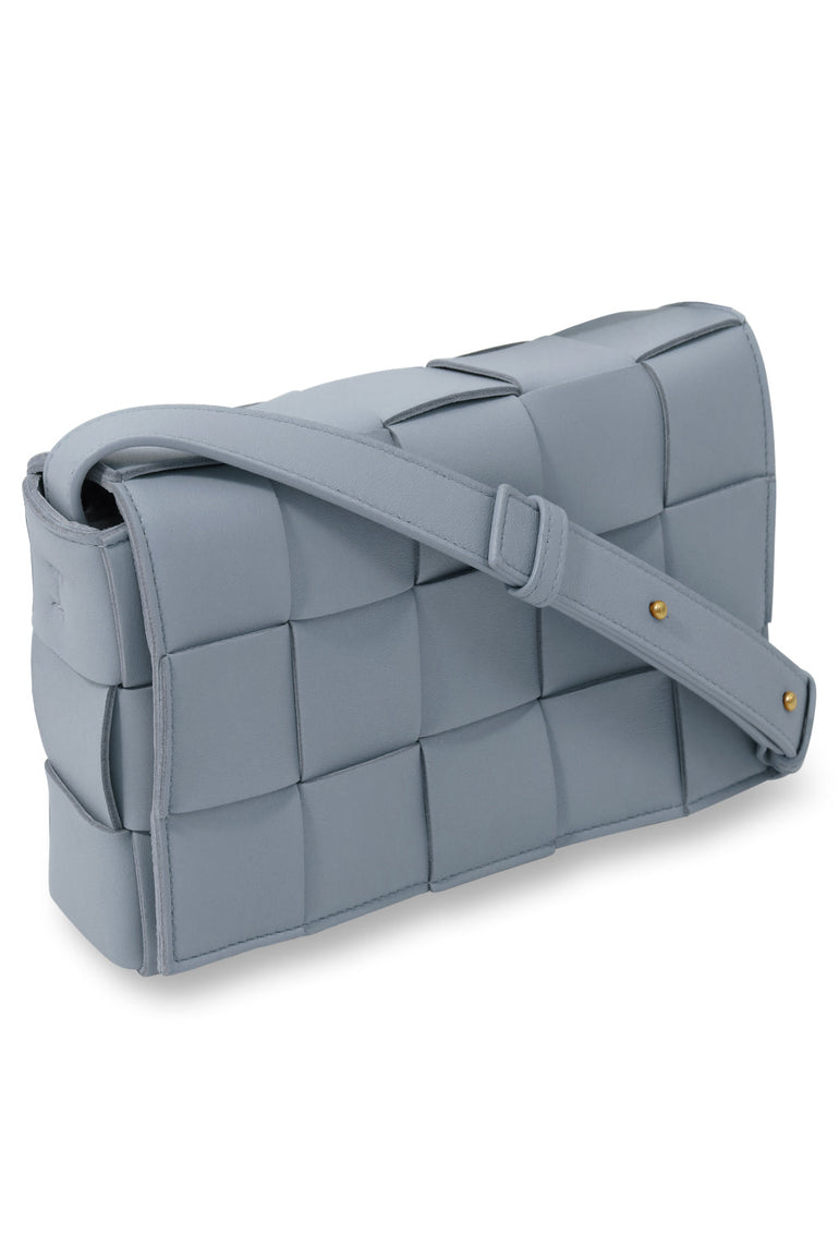BOTTEGA VENETA BAGS BLUE WOVEN CASSETTE BAG ICE BLUE