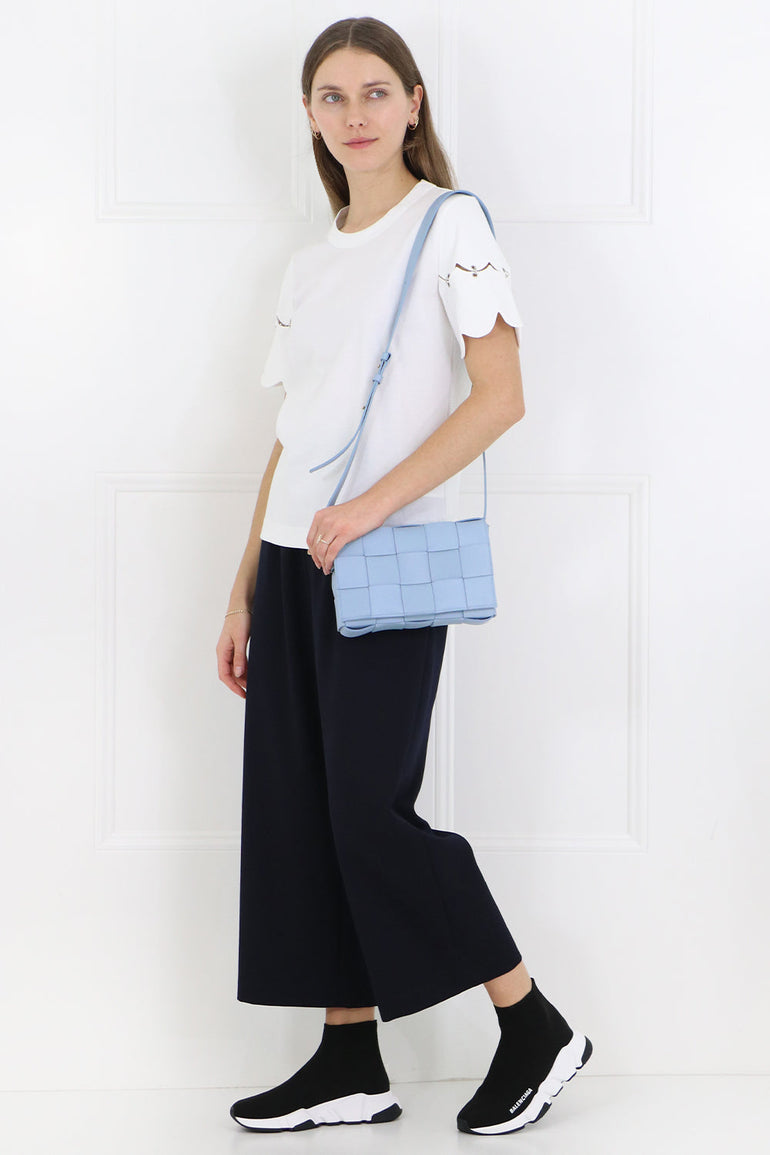 BOTTEGA VENETA BAGS BLUE WOVEN CASSETTE BAG ICE BLUE