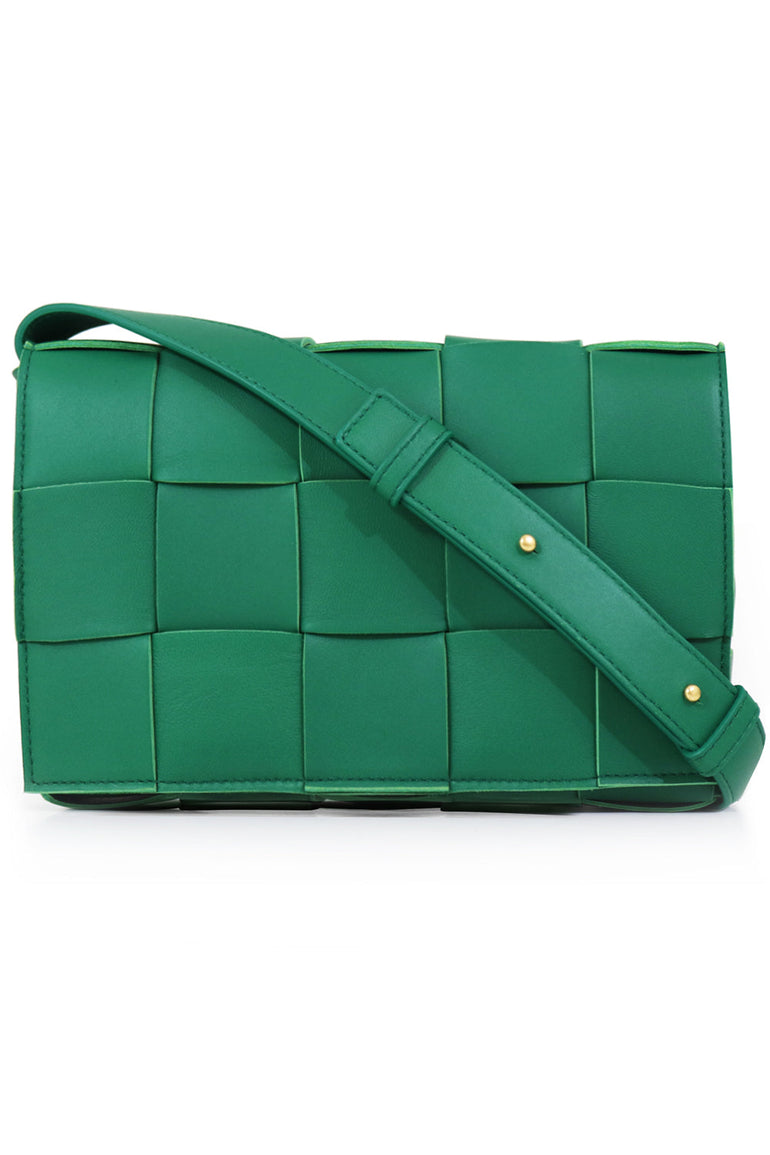 BOTTEGA VENETA BAGS GREEN WOVEN CASSETTE BAG RACING GREEN