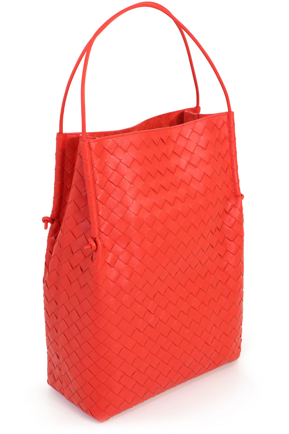 BOTTEGA VENETA BAGS RED WOVEN TOTE BAG NAIL POLISH