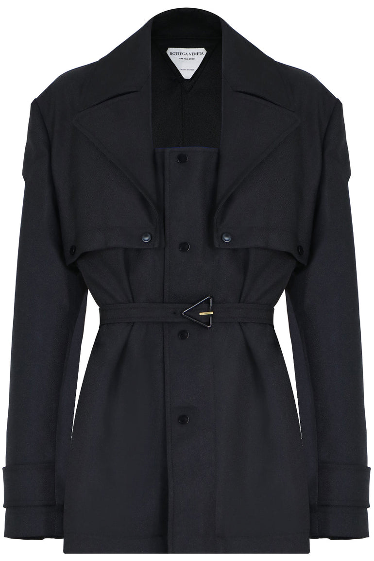 BOTTEGA VENETA RTW BELTED TRENCH JACKET BLACK
