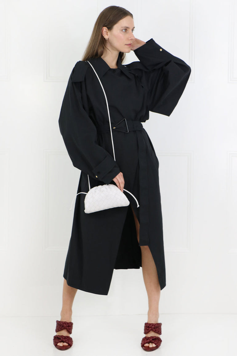 BOTTEGA VENETA RTW CLASSIC TRENCH COAT OFF BLACK