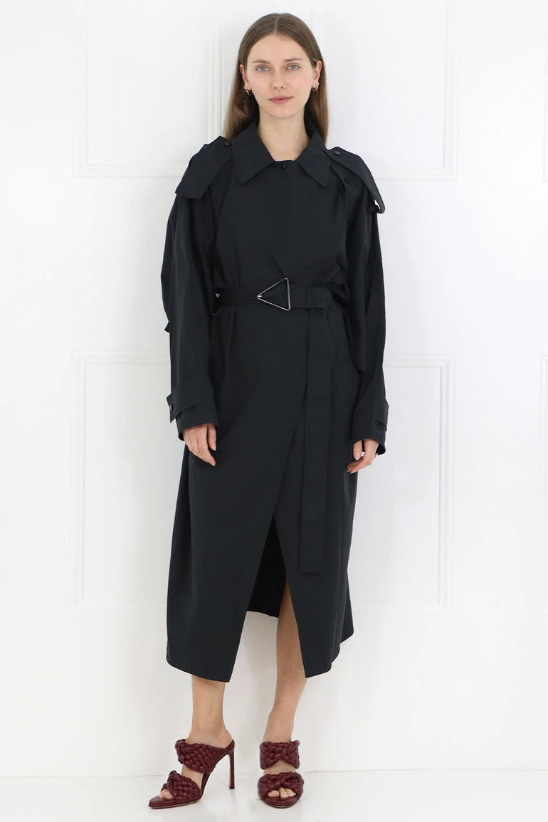 BOTTEGA VENETA RTW CLASSIC TRENCH COAT OFF BLACK