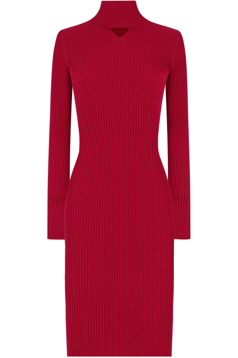 BOTTEGA VENETA RTW CUTOUT RIB DRESS L/S VALENTINE