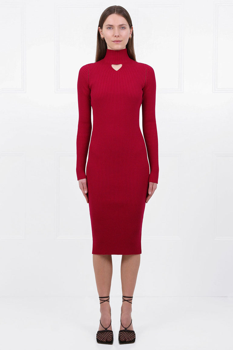 BOTTEGA VENETA RTW CUTOUT RIB DRESS L/S VALENTINE