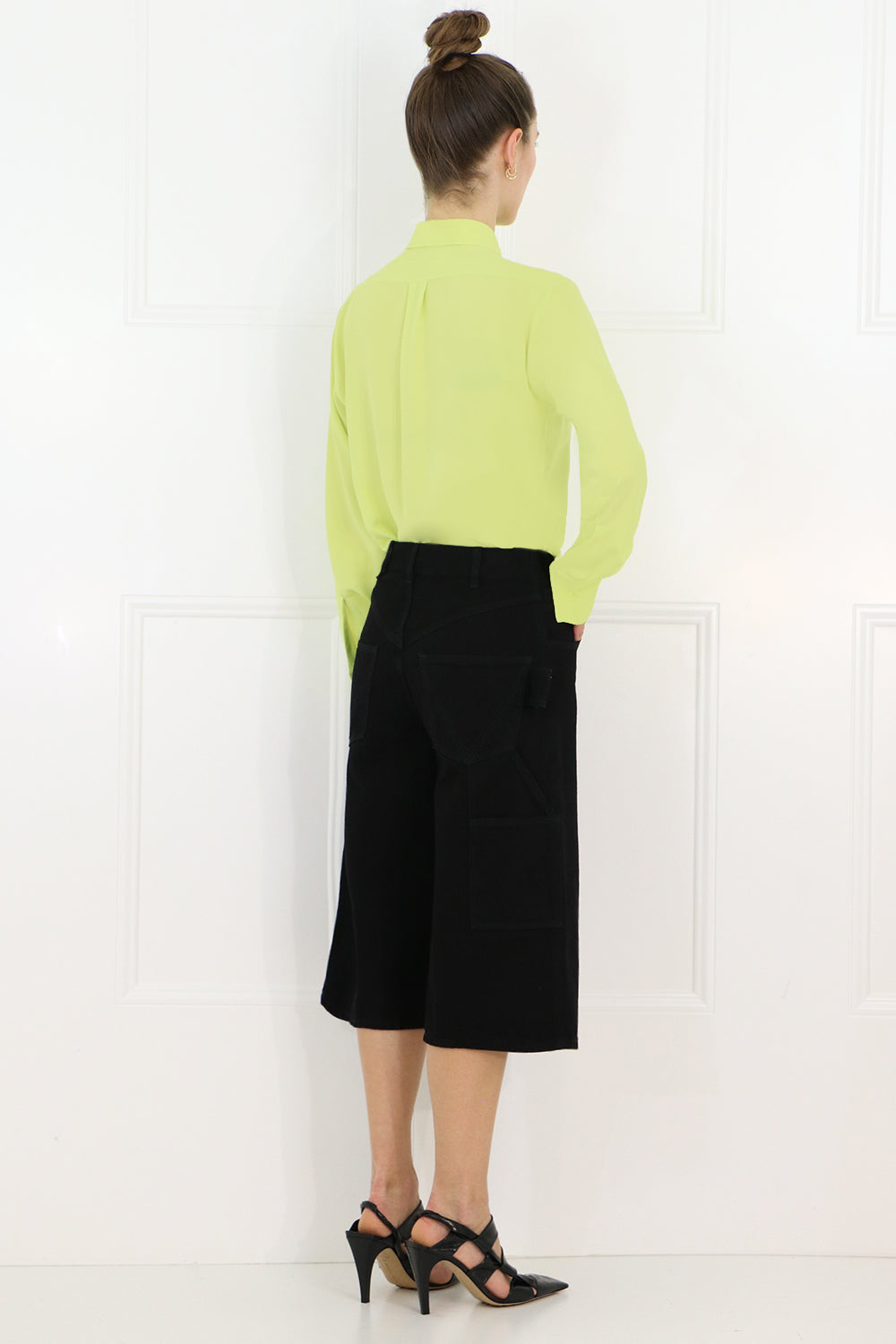 BOTTEGA VENETA RTW LONG DENIM SHORTS BLACK