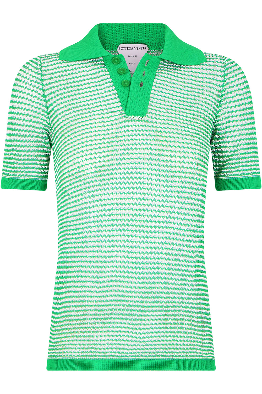 BOTTEGA VENETA RTW MESH POLO TOP S/S PARAKEET GREEN