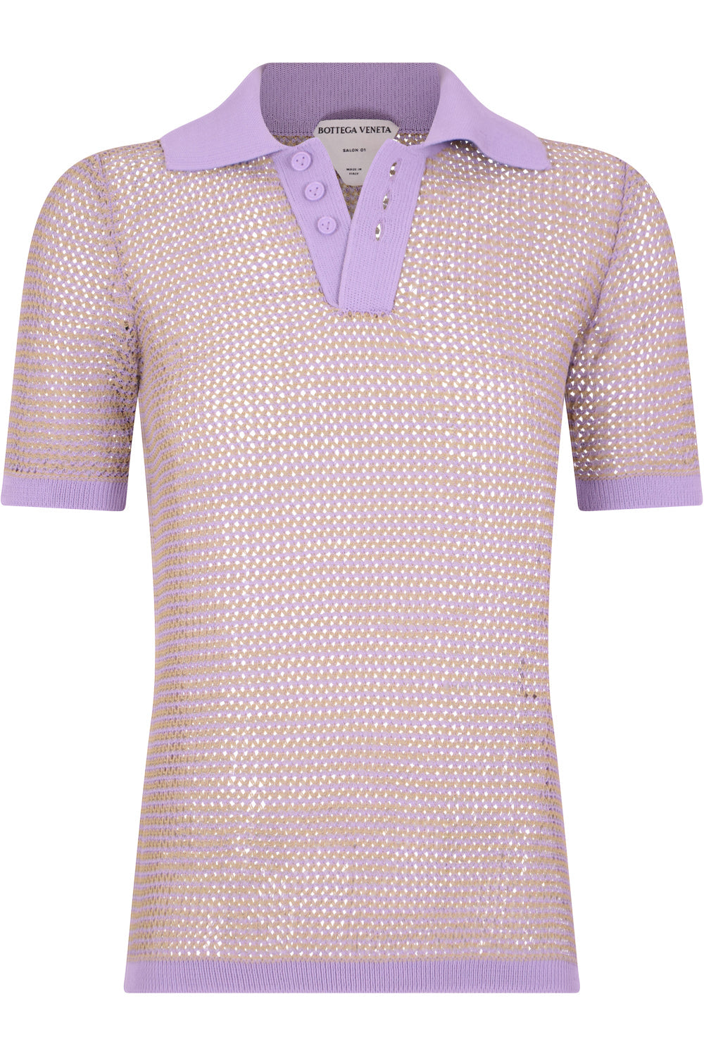 BOTTEGA VENETA RTW MESH POLO TOP S/S WISTERIA PURPLE