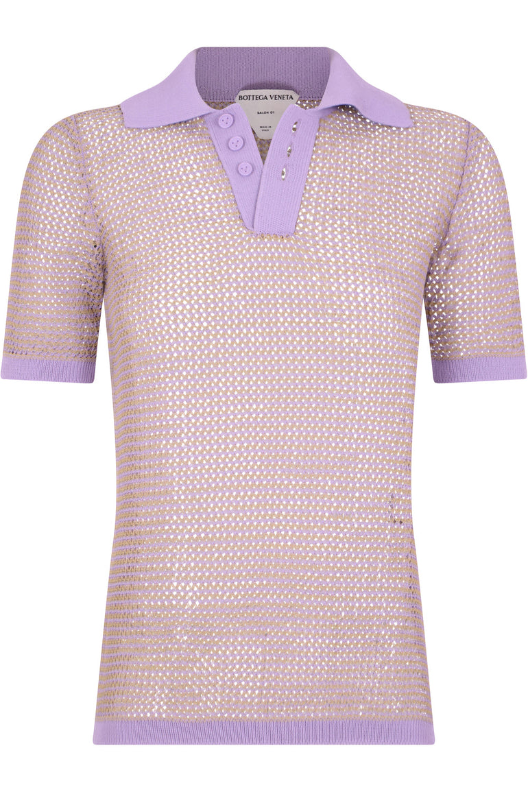 BOTTEGA VENETA RTW MESH POLO TOP S/S WISTERIA PURPLE