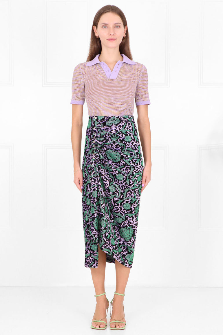 BOTTEGA VENETA RTW MESH POLO TOP S/S WISTERIA PURPLE