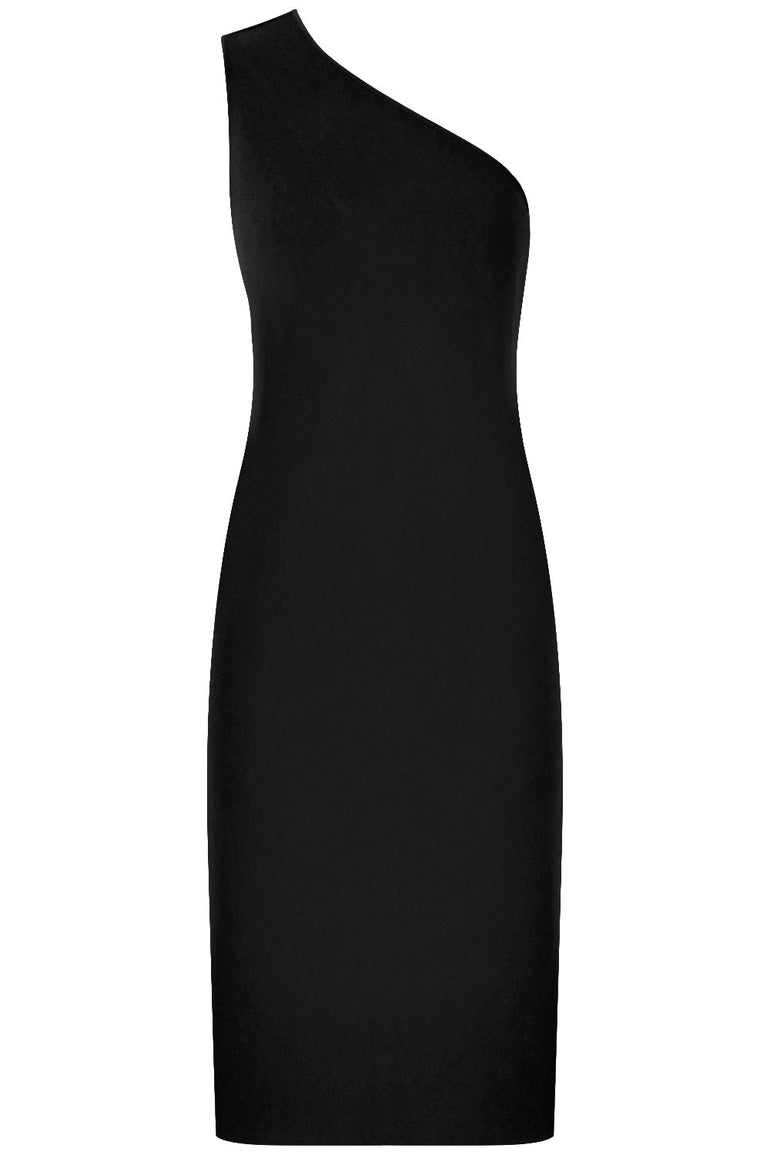 BOTTEGA VENETA RTW ONE SHOULDER DRESS BLACK
