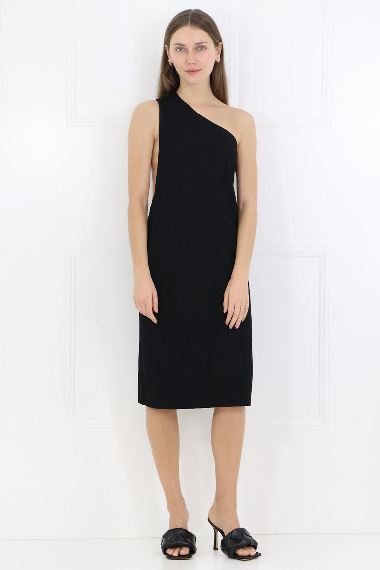 BOTTEGA VENETA RTW ONE SHOULDER DRESS BLACK