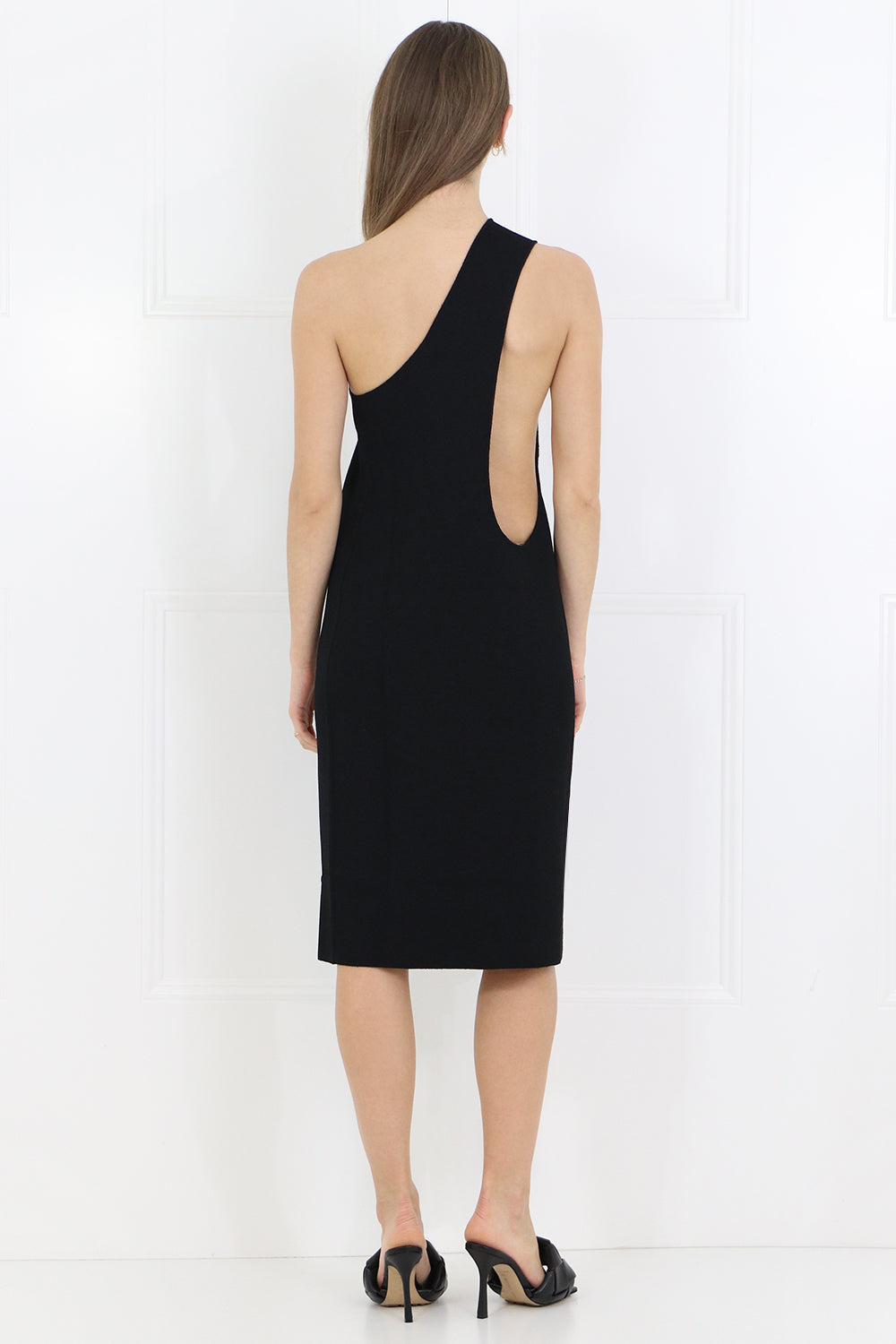 BOTTEGA VENETA RTW ONE SHOULDER DRESS BLACK