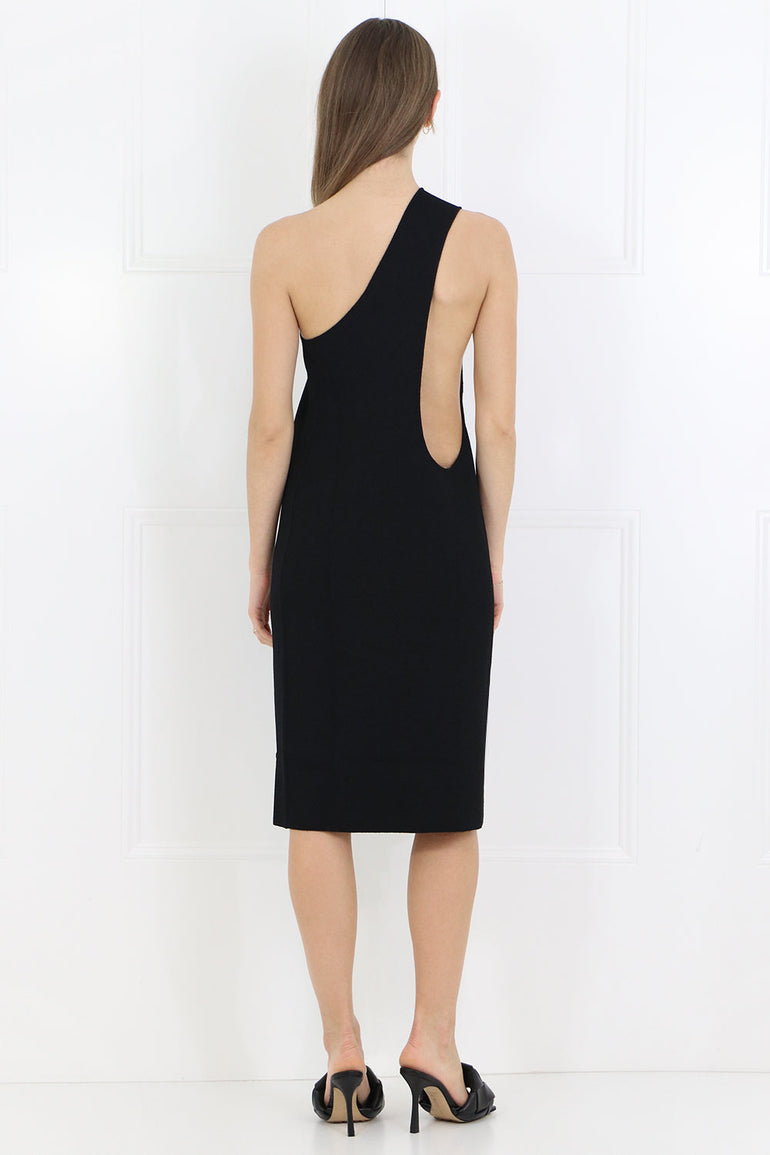 BOTTEGA VENETA RTW ONE SHOULDER DRESS BLACK