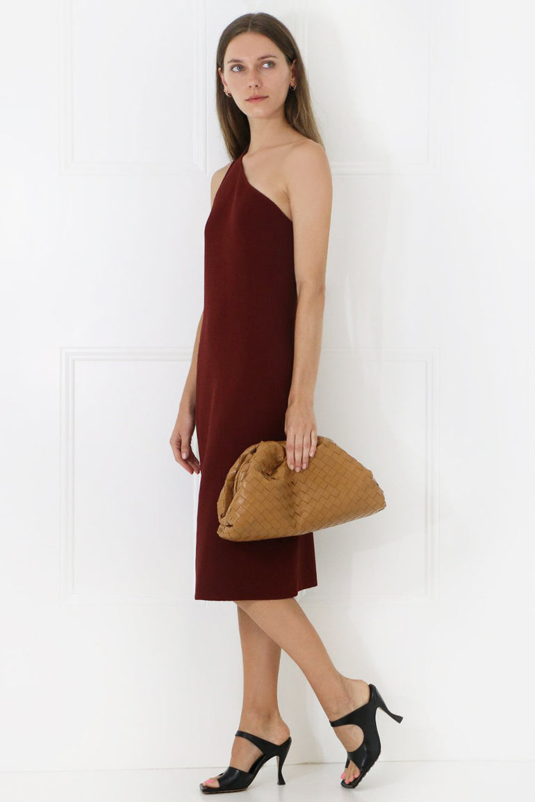 BOTTEGA VENETA RTW ONE SHOULDER DRESS RUST