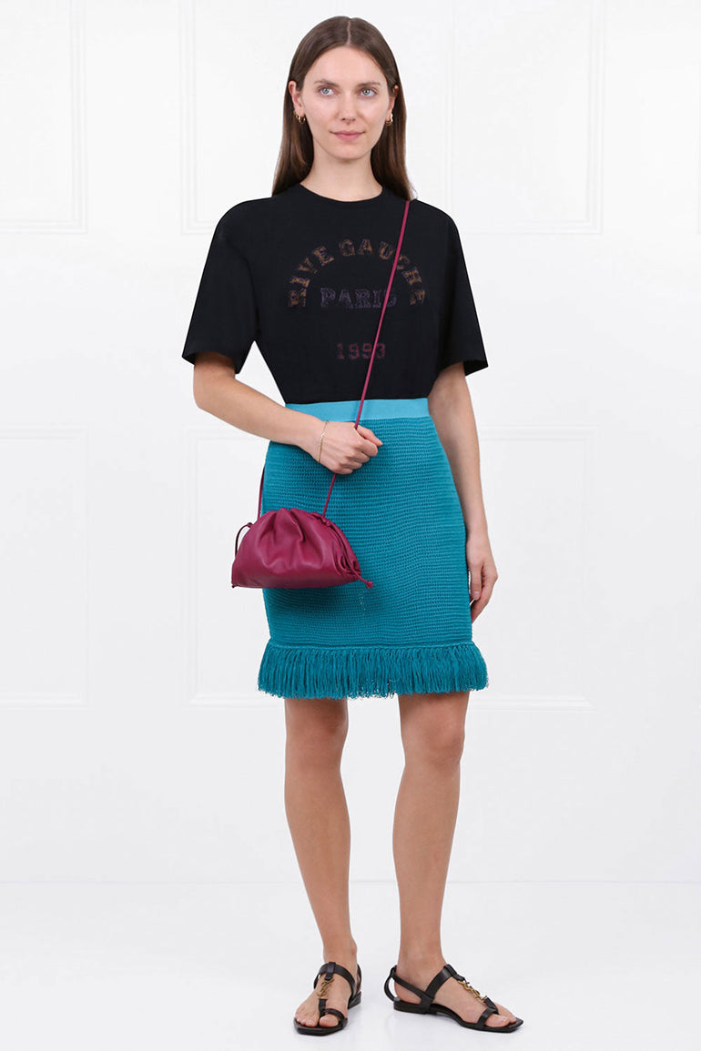BOTTEGA VENETA RTW RACKED MESH MINI SKIRT DUCK GREEN