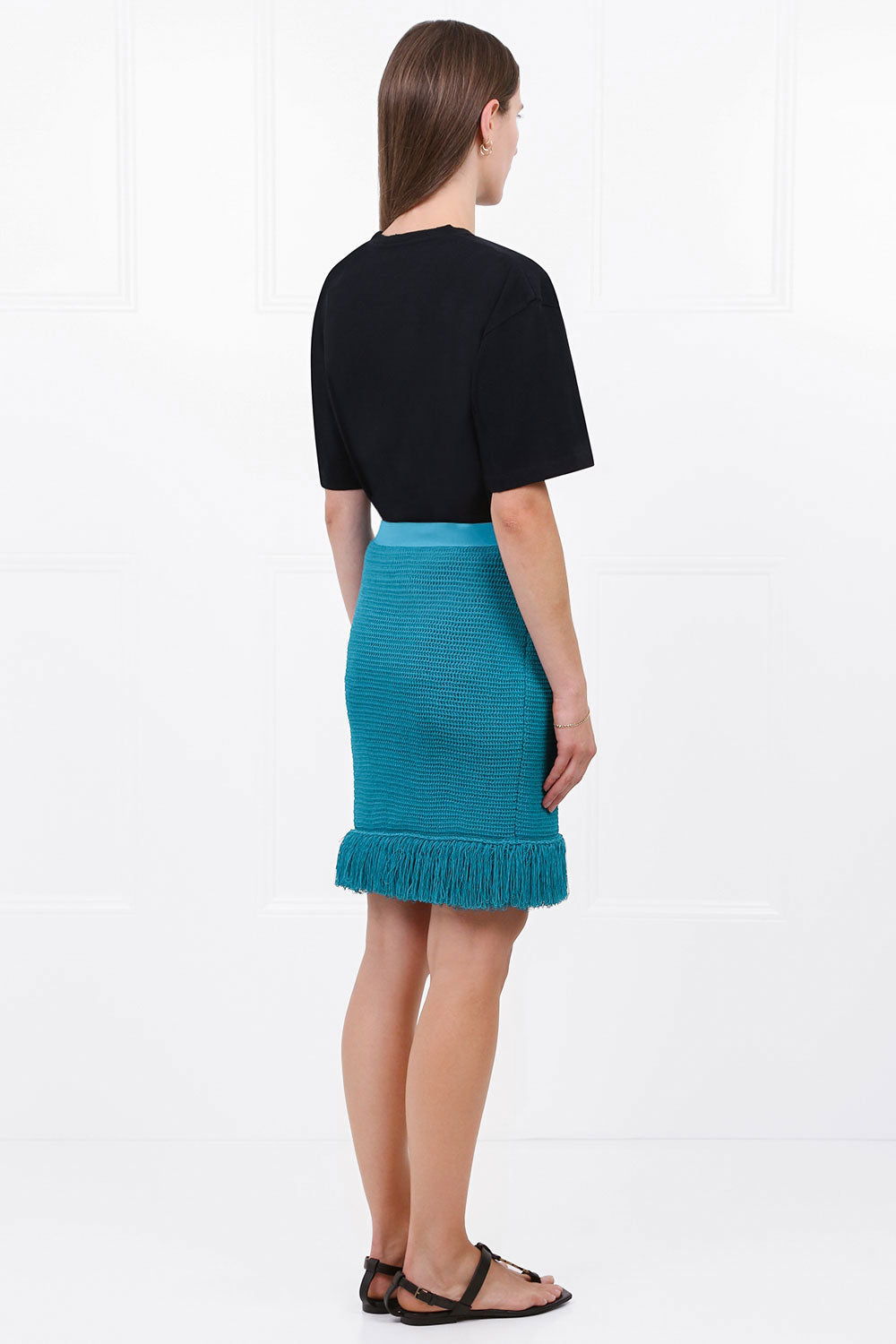 BOTTEGA VENETA RTW RACKED MESH MINI SKIRT DUCK GREEN