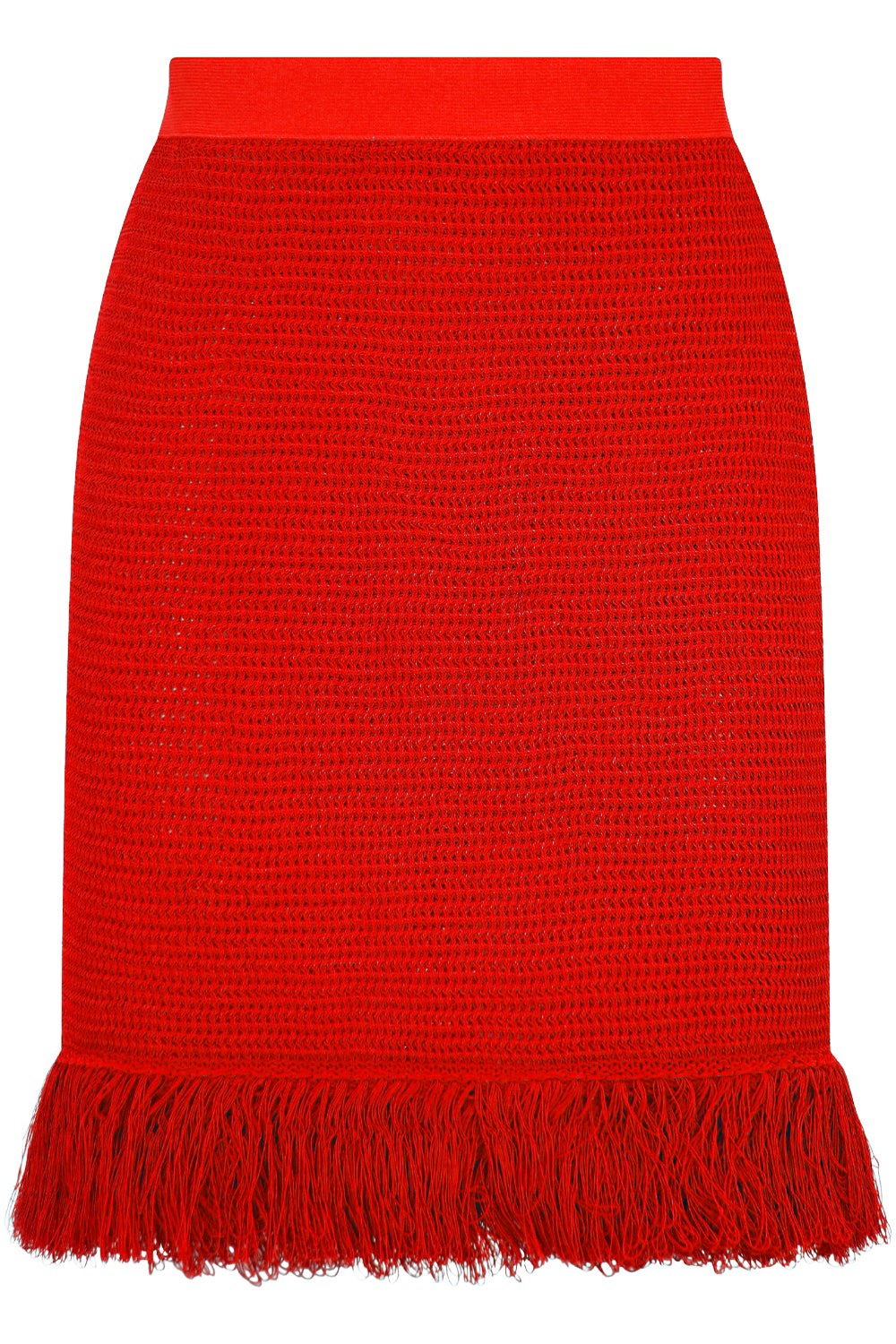 BOTTEGA VENETA RTW RACKED MESH MINI SKIRT TOMATO