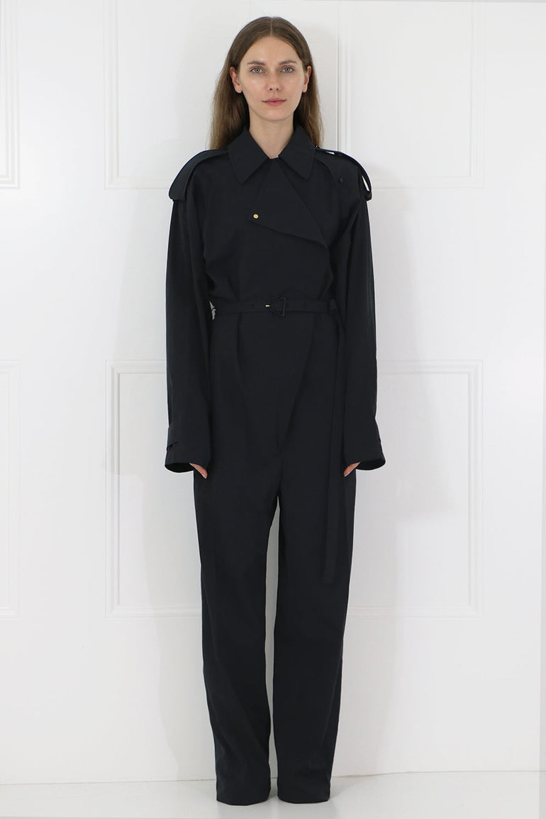 BOTTEGA VENETA RTW RELAXED FIT BOILERSUIT L/S BLACK