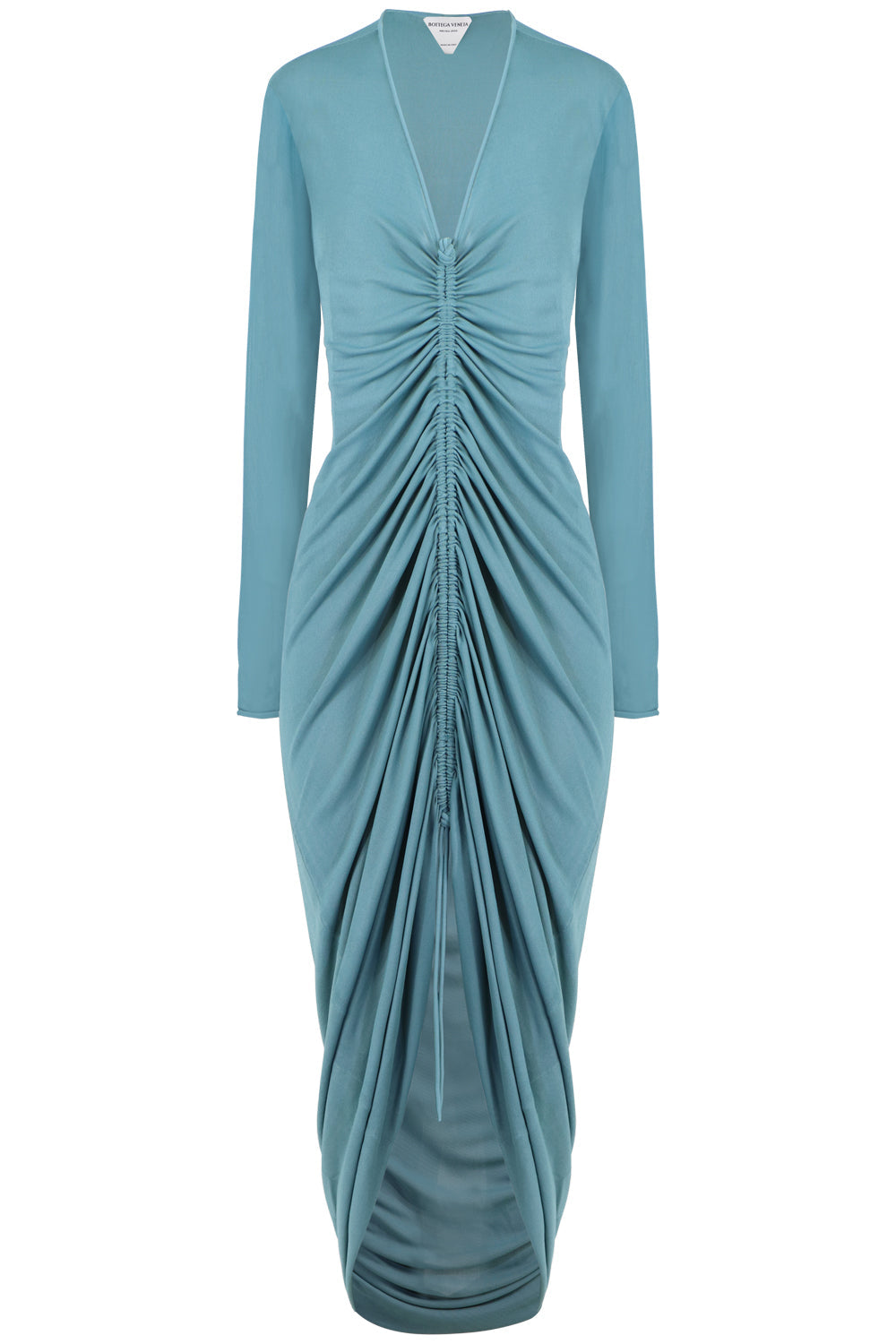 BOTTEGA VENETA RTW RUCHED MIDI DRESS L/S STORM
