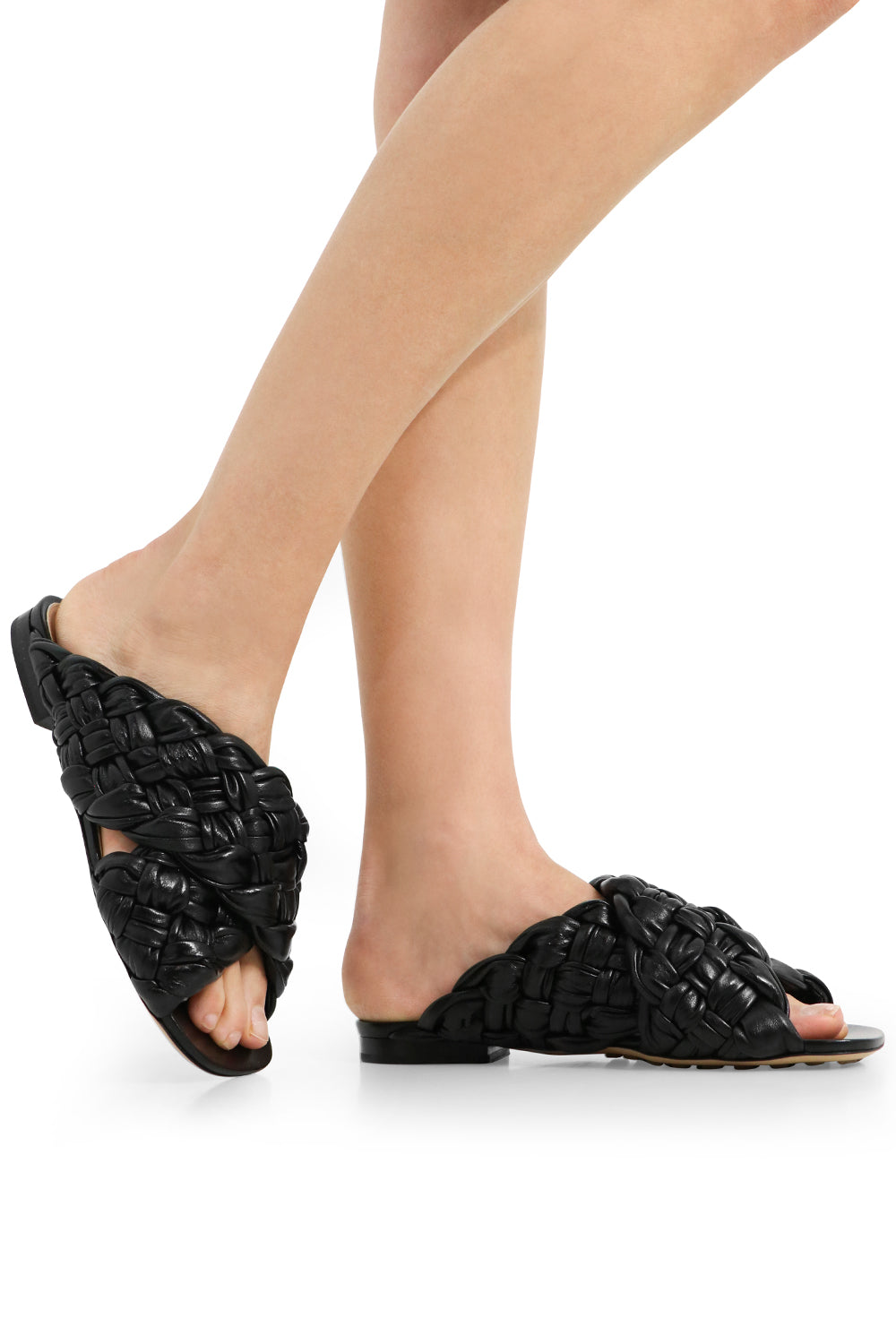 BOTTEGA VENETA SHOES BOARD FLAT SLIDES BLACK