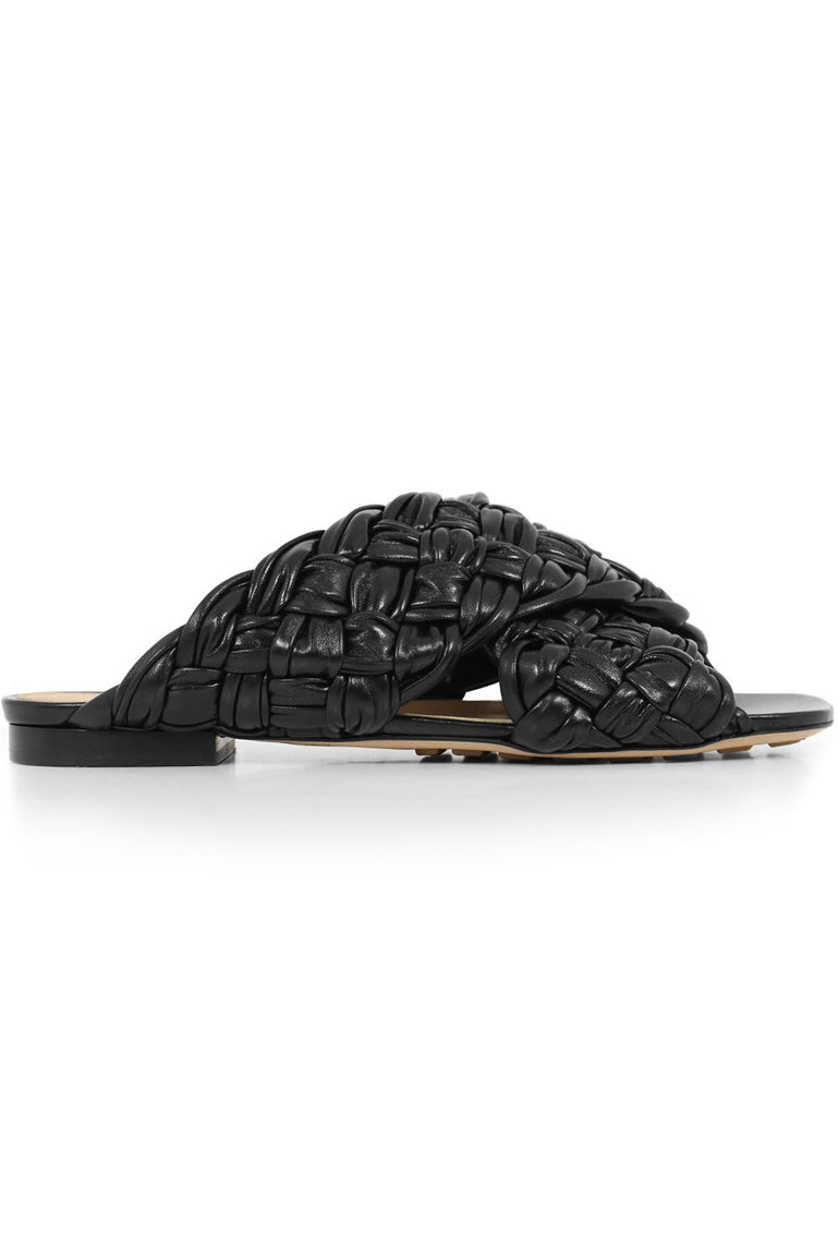 BOTTEGA VENETA SHOES BOARD FLAT SLIDES BLACK