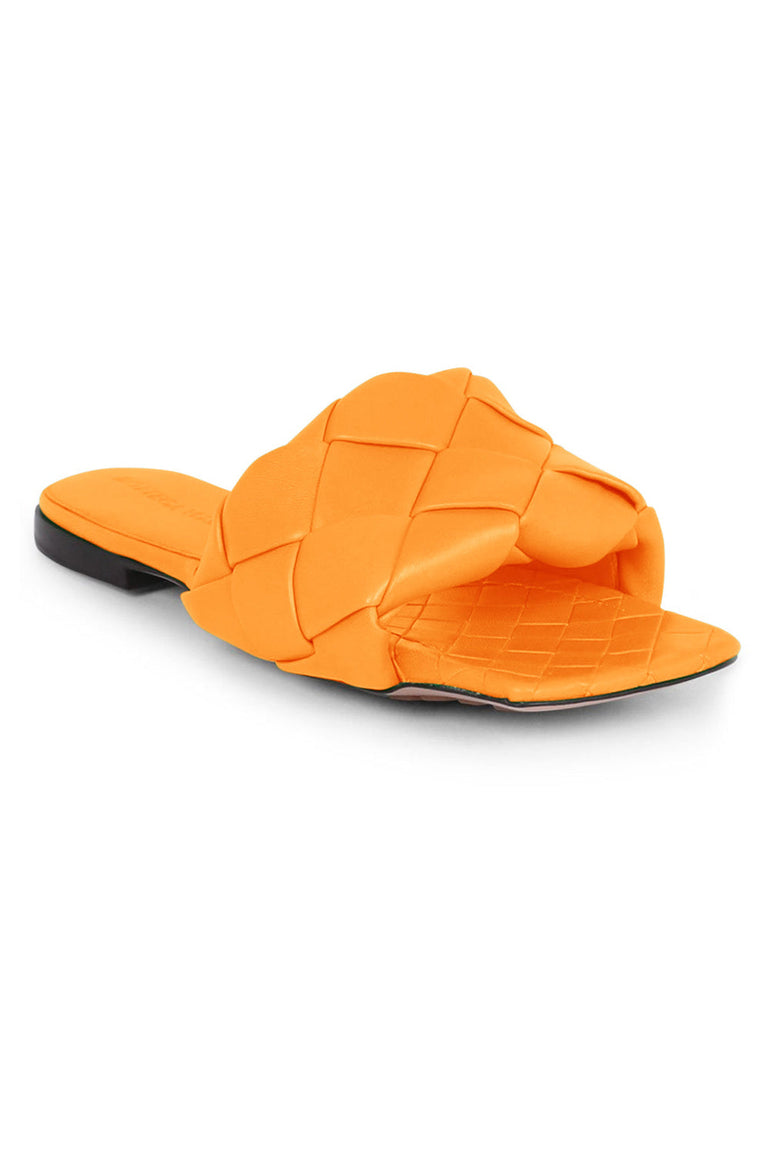BOTTEGA VENETA LIDO FLAT SANDALS TANGERINE NEW SEASON PARLOUR X
