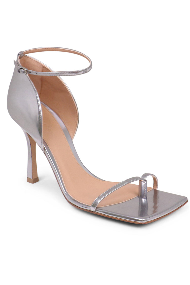 BOTTEGA VENETA STRETCH ANKLE STRAP HEEL 90 MM SILVER PARLOUR X
