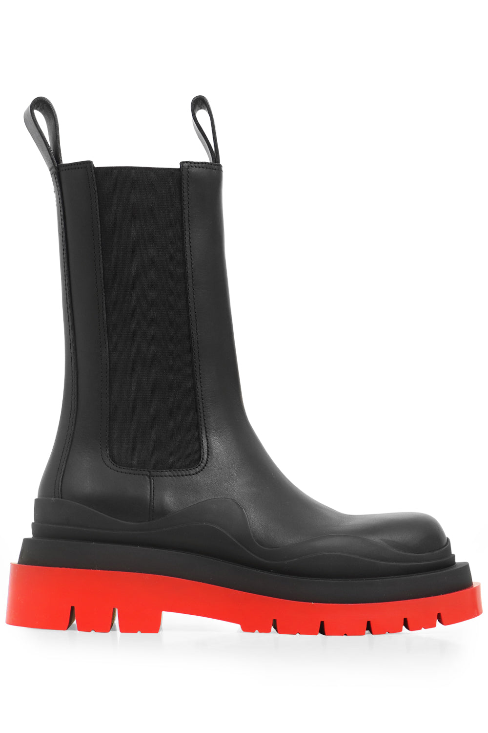 BOTTEGA VENETA SHOES TIRE BOOTS WITH RED SOLE BLACK