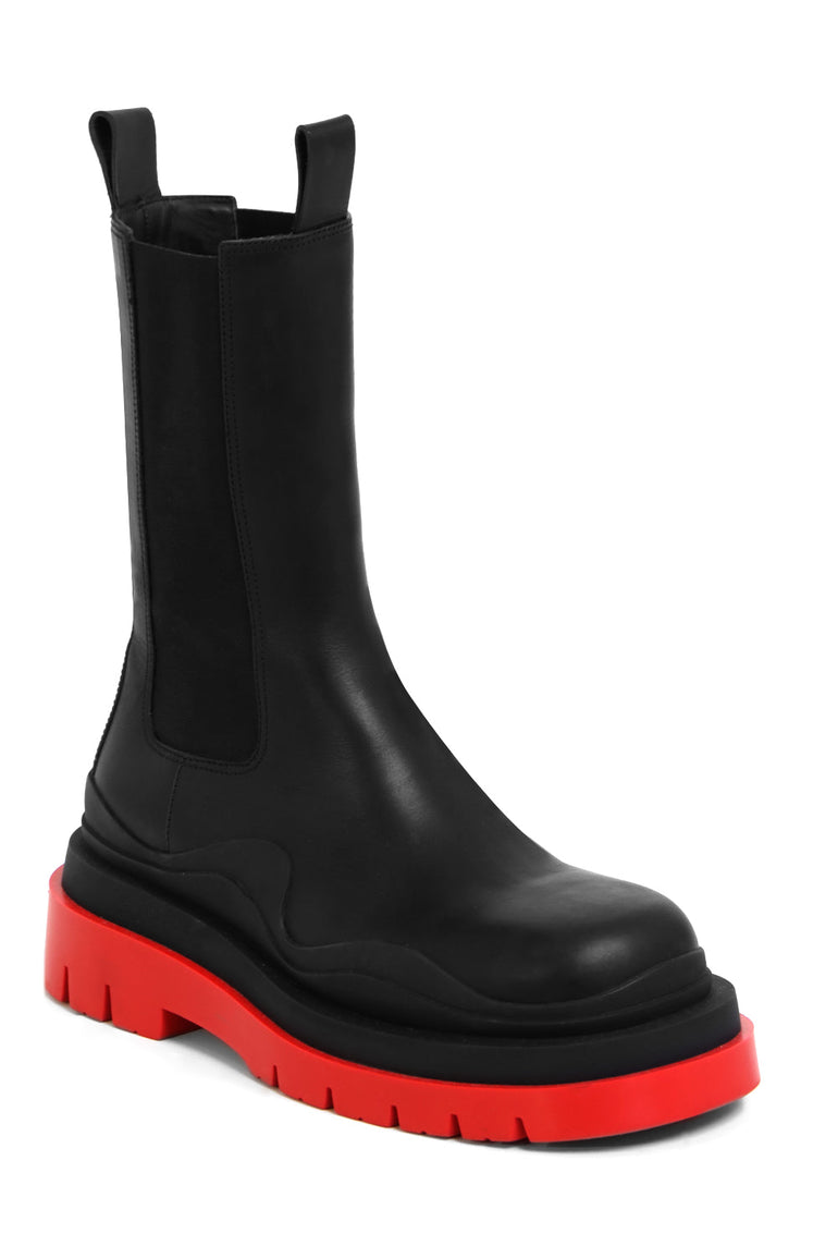 BOTTEGA VENETA SHOES TIRE BOOTS WITH RED SOLE BLACK
