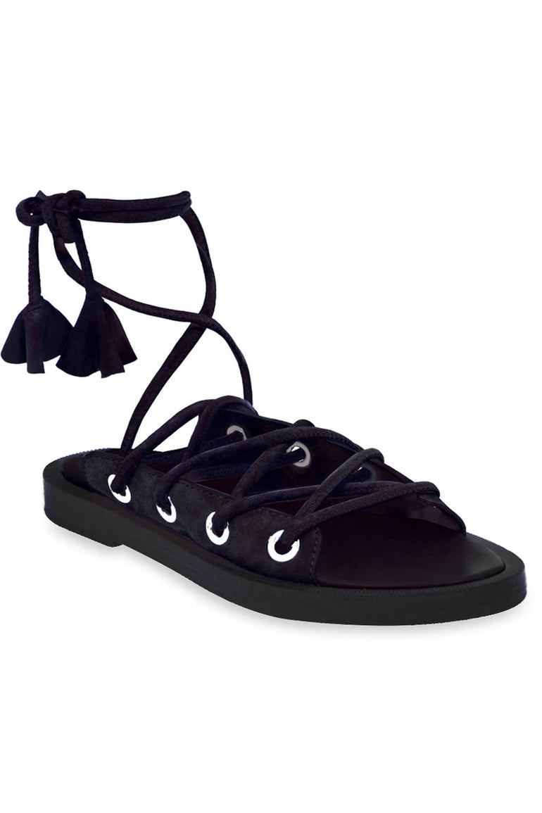 CEDRIC CHARLIER SHOES CHUNKY LACE UP SANDAL DARK BLUE SUEDE