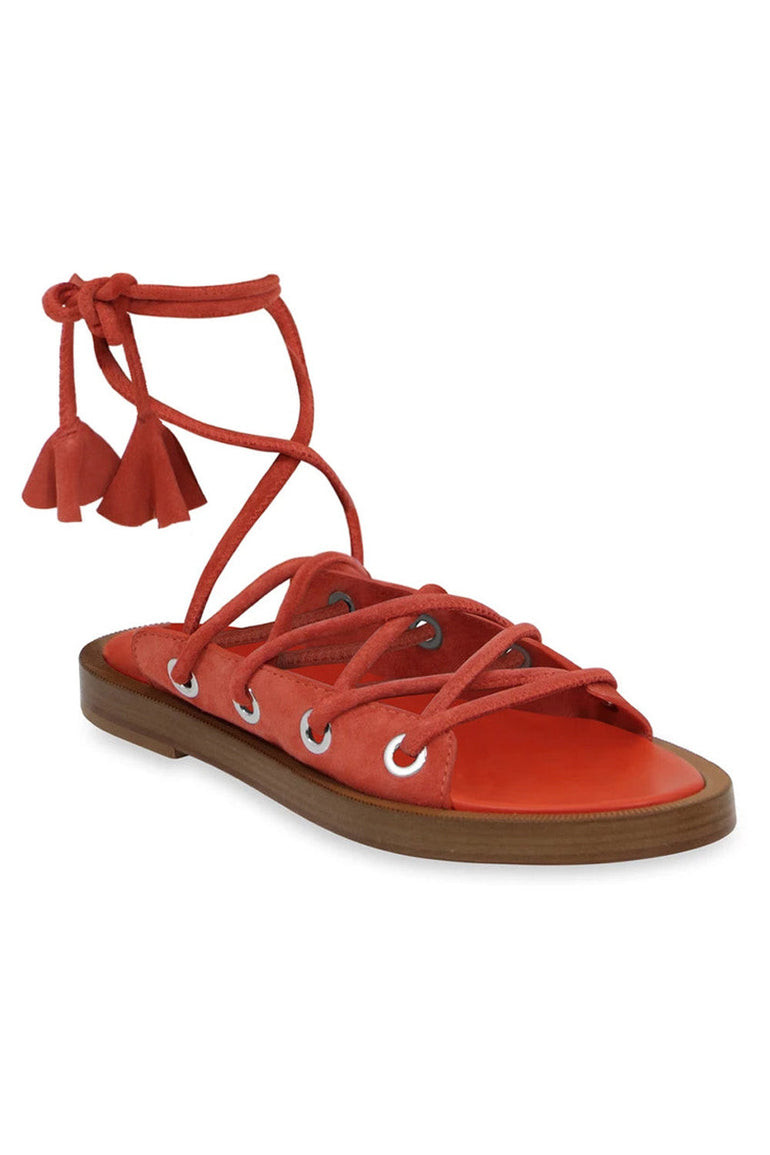 CEDRIC CHARLIER SHOES CHUNKY LACE UP SANDAL ORANGE SUEDE