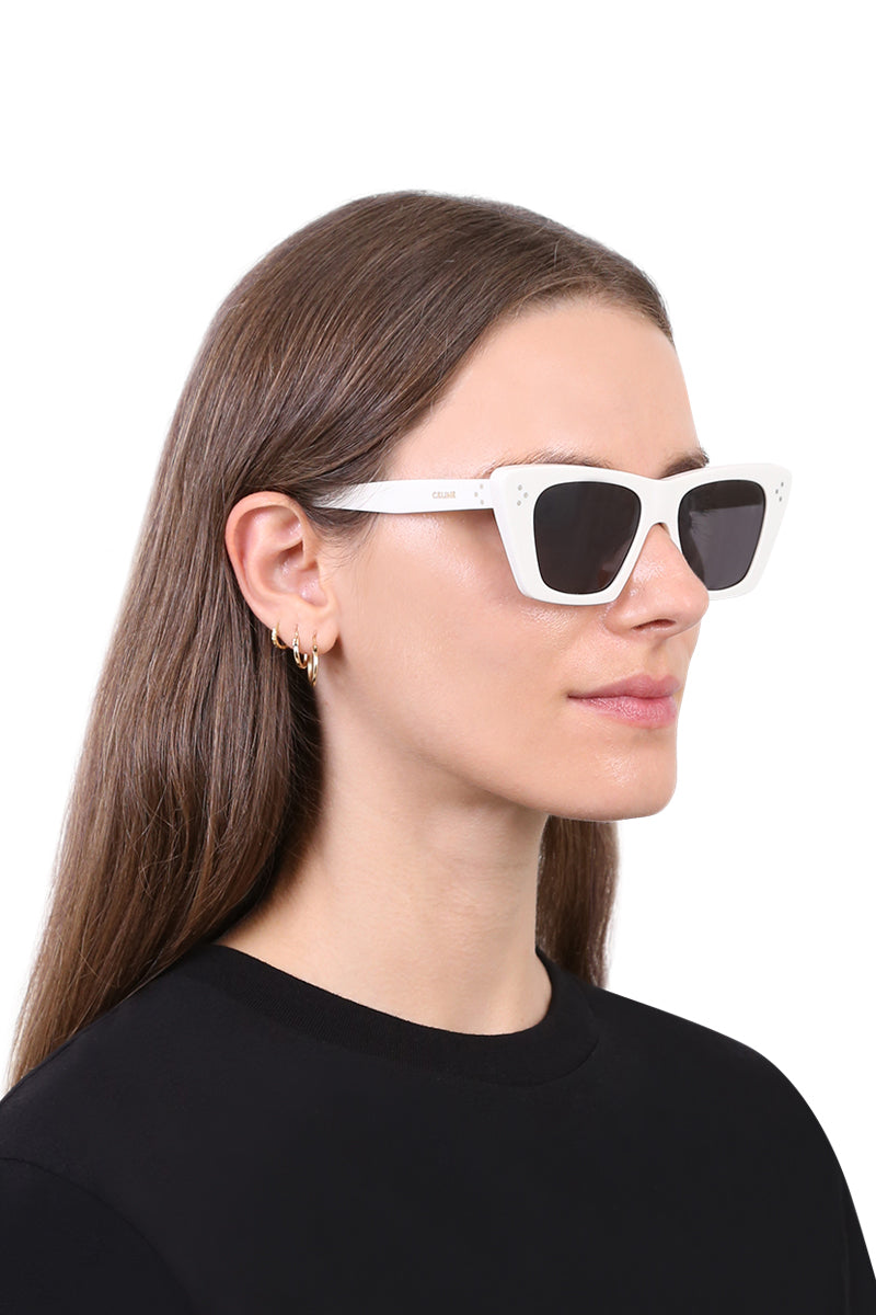 CELINE ACCESSORIES WHITE S187 CAT EYE SUNGLASSES | IVORY SMOKE