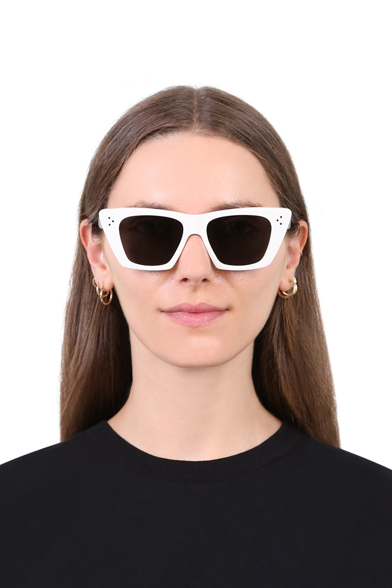 CELINE ACCESSORIES WHITE S187 CAT EYE SUNGLASSES | IVORY SMOKE
