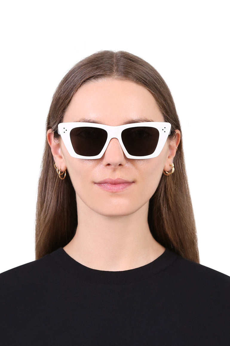 CELINE ACCESSORIES WHITE S187 CAT EYE SUNGLASSES | IVORY SMOKE