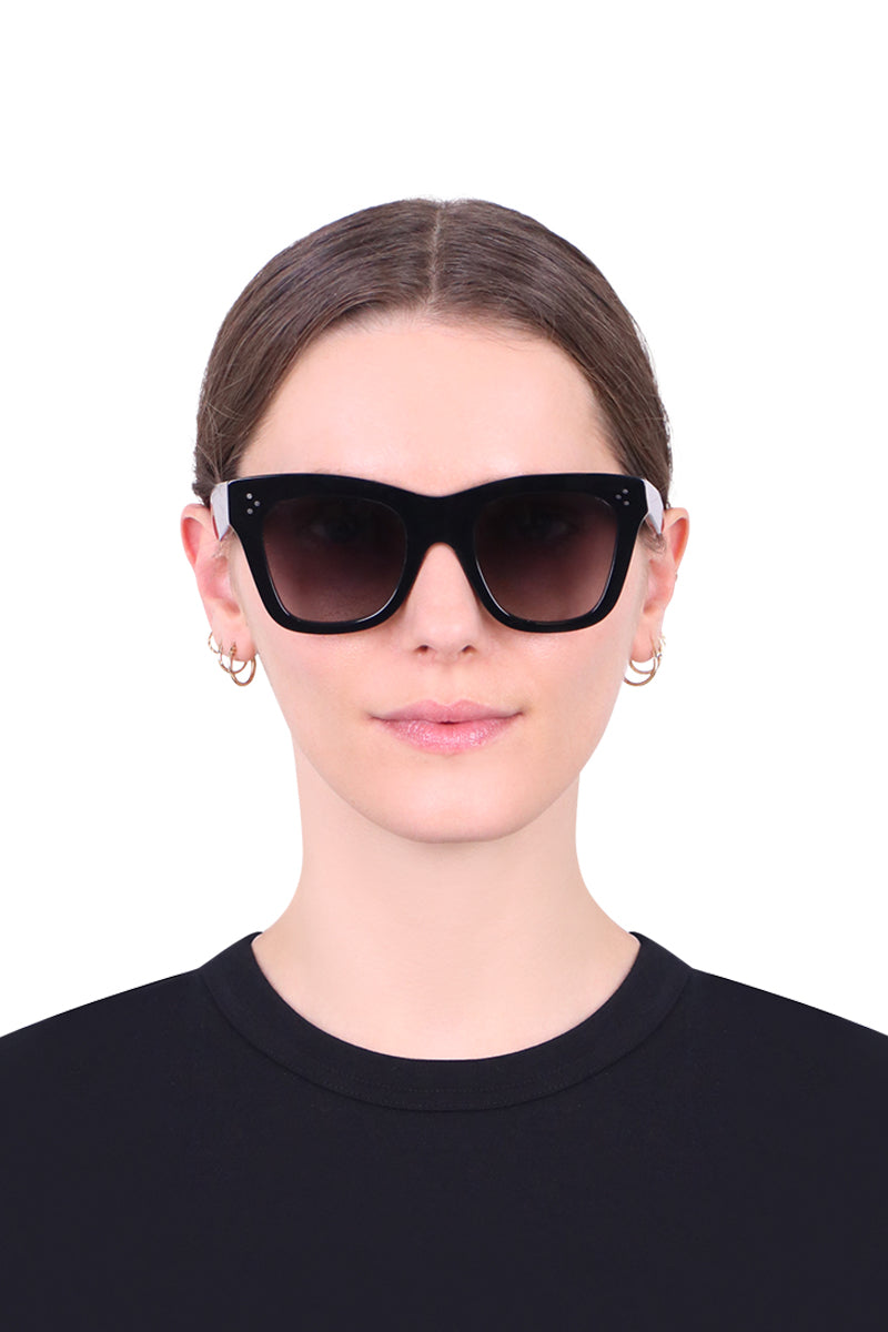 CELINE SUNGLASSES BLACK CAT EYE CL4004IN SUNGLASSES | BLACK/BLACK