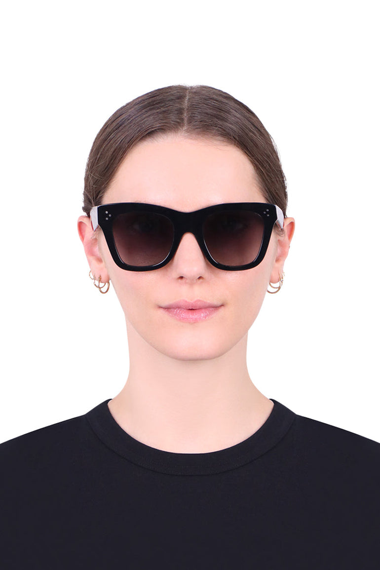CELINE SUNGLASSES BLACK CAT EYE CL4004IN SUNGLASSES | BLACK/BLACK